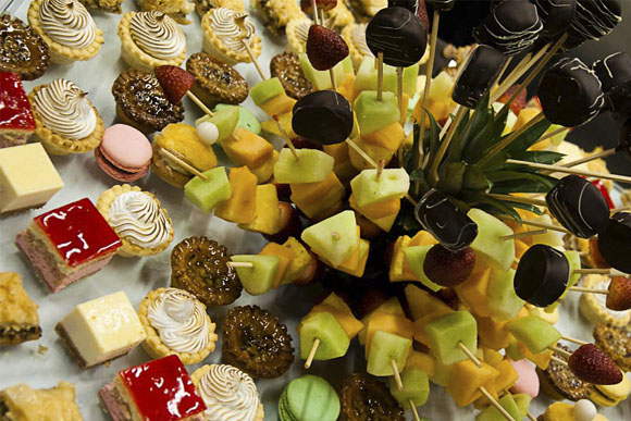 fruits and mini pastries fruits and mini pastries